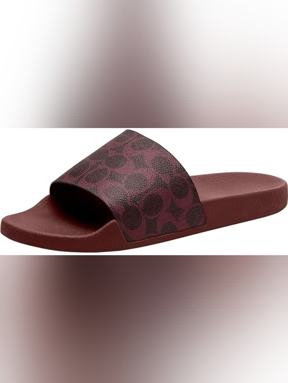 NWT- NIB Coach Udele Women Maroon Slide Sandal with Signature Pattern (No Box) - Picture 1 of 7